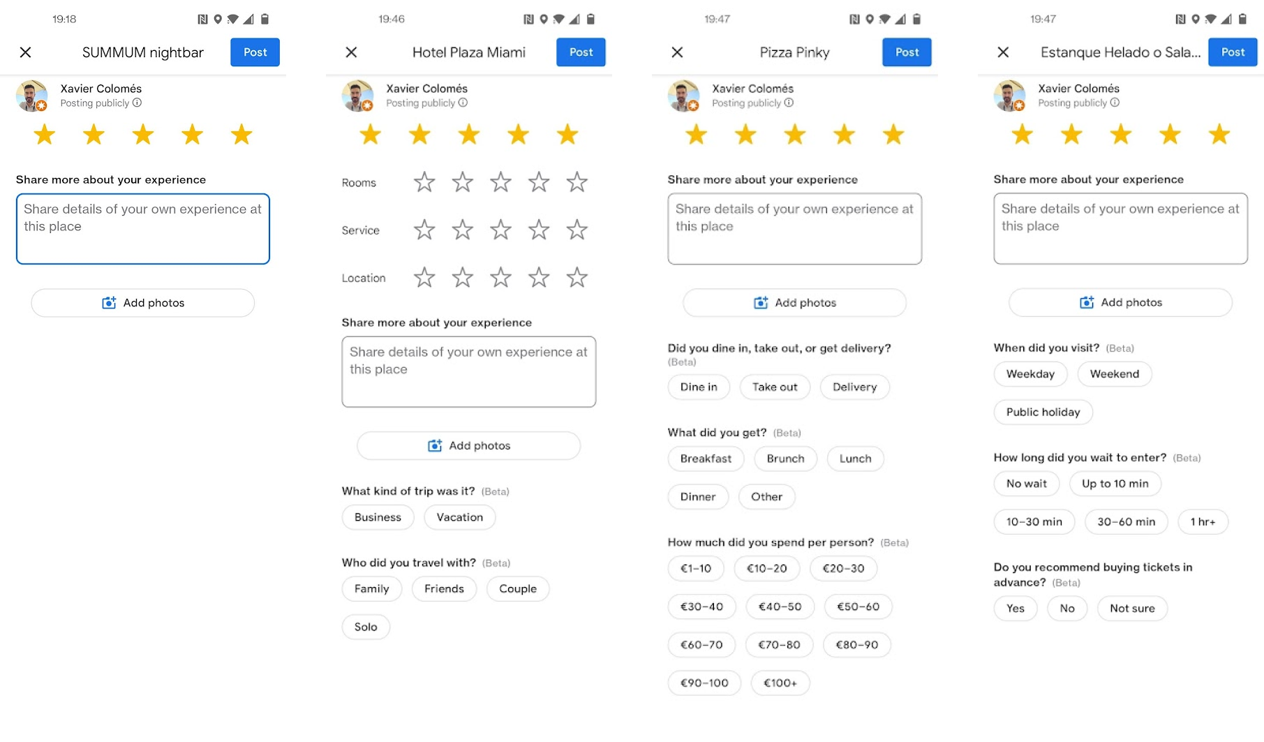 Google Maps reviews expanded form